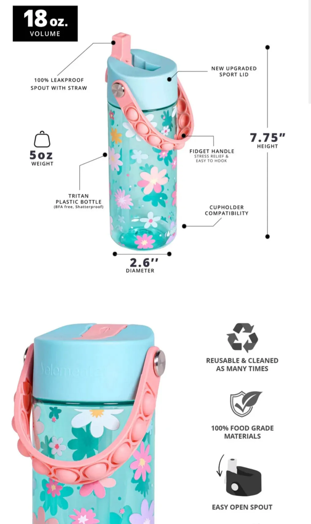 Spring Blossom 18oz Splash Pop Elemental Bottle