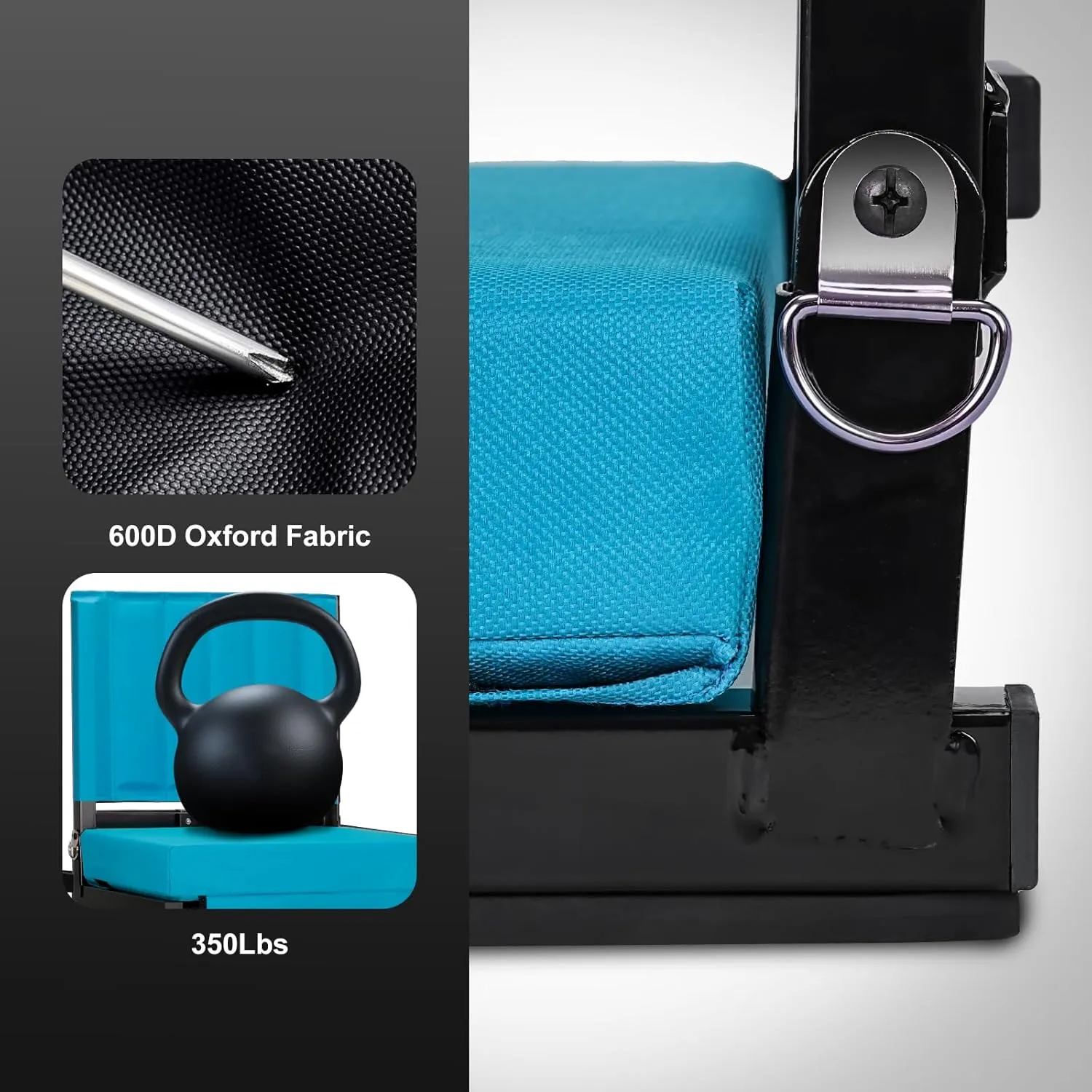 Stadium Seat with Back Support, Bleacher Chairs with Back and Cushion, Bleacher Seat Soft Cushion Light Weight Includes Shoulder Strap, Cup Holder, Suitable for Sports Events, Blue