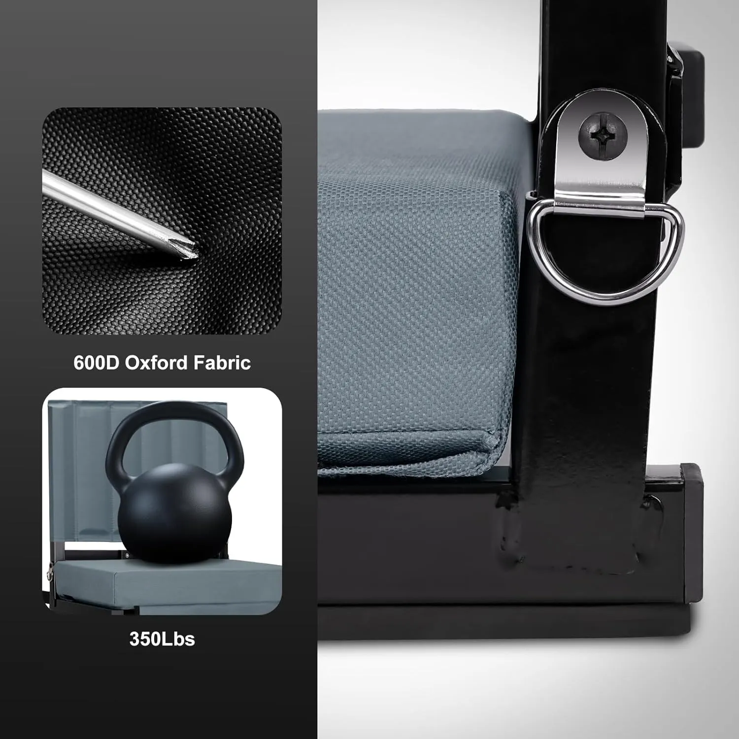 Stadium Seat with Back Support, Bleacher Chairs with Back and Cushion, Bleacher Seat Soft Cushion Light Weight Includes Shoulder Strap, Cup Holder,Suitable for Sports Events, Gray