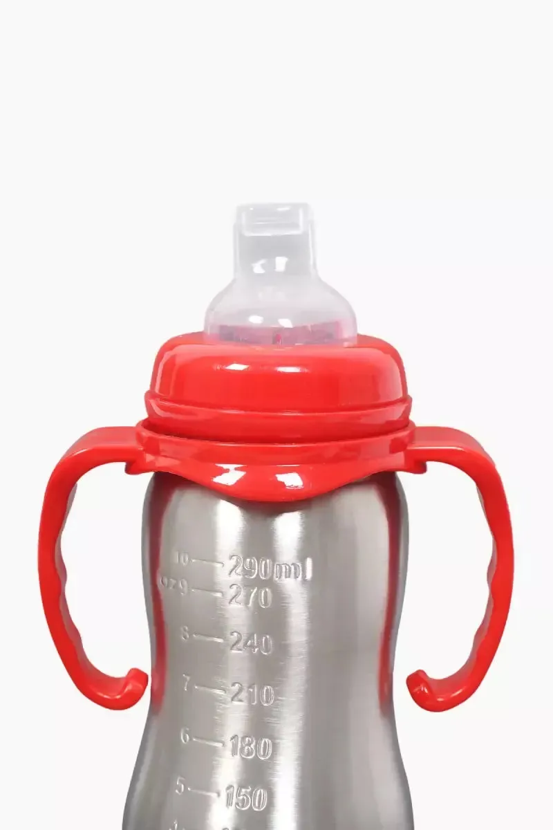 Stainless Steel Baby Milk Feeding Bottle- 290 ml (Red)