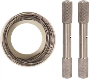 Stainless Steel Cable Saw,Hand Pocket String Rope Saw,Manual Camping Removal Compact Wire Saw Dehorning Saw Handles/Wire for PVC Pipe Cutting,Emergency,Sheep