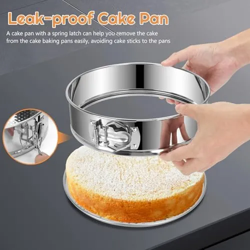 Stainless Steel Springform Pan Set,7" 9" Nonstick Leakproof Baking Cake Pan Set,Round Bakeware Cheesecake Pan with Removable Bottoms and 20pcs Parchment Paper Liners for Instant Pot and Oven