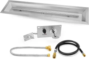 Stanbroil 30 x 6 Inch Linear Drop-in Fire Pit Burner with Spark Ignition Kit, Natural Gas Version, Stainless Steel Fire Pit Parts Replacement for Outside, Rated up to 54,000 BTU’S