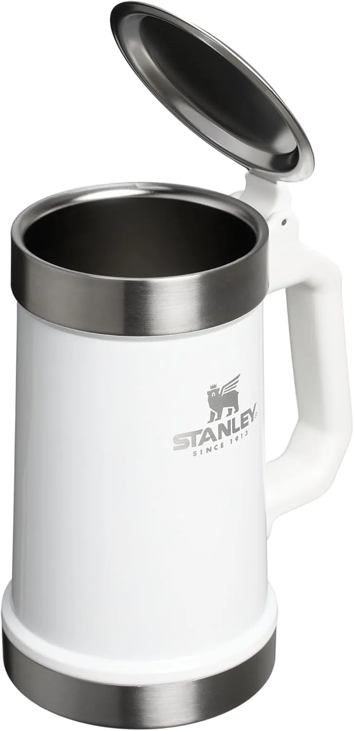 Stanley Classic Bottle Opener Beer Stein 24 oz | Flip Up Lid and Heavy Duty Handle with Built In Bottle Opener | Insulated Stainless Steel Beer Mug | BPA-Free | Stainless Steel Shale