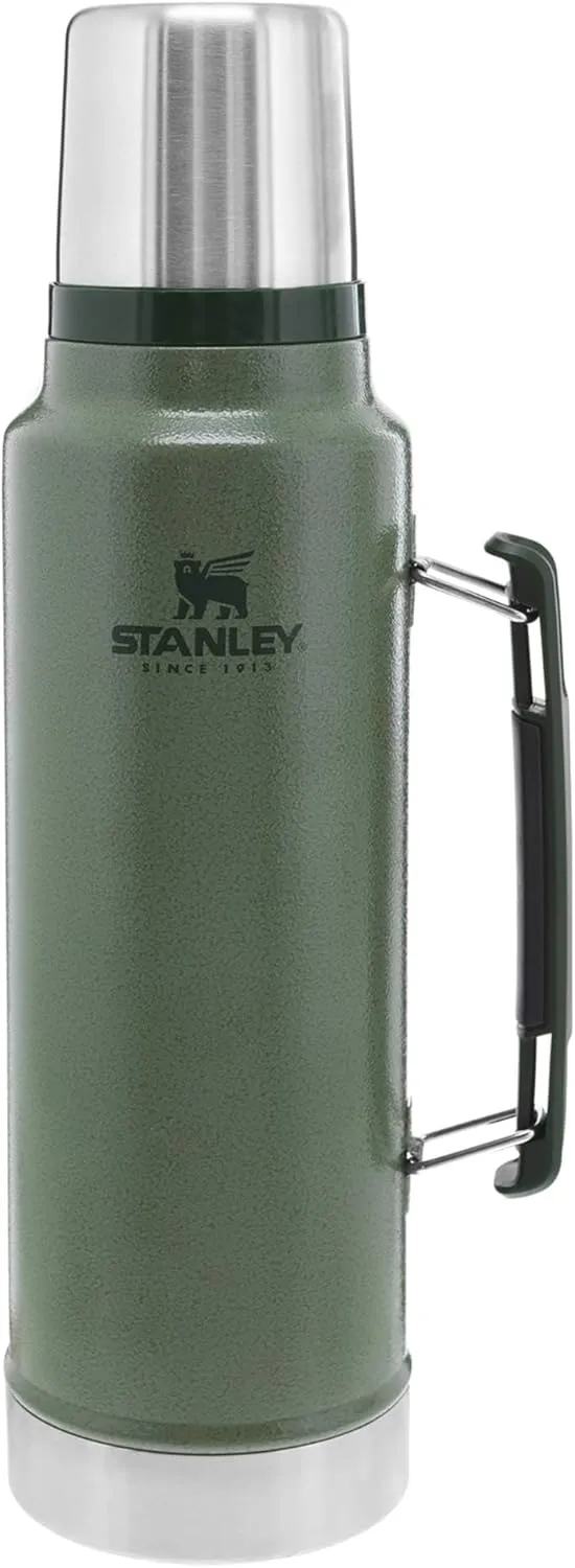 Stanley Classic Legendary Vacuum Bottle 1.5 qt | Wide Mouth with Leakproof Cup Lid | Keep Drinks Hot or Cold | Packable for Travel | Insulated Stainless Steel Thermos | BPA-Free | Hammertone Green