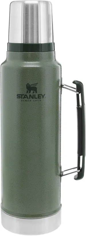 Stanley Classic Legendary Vacuum Bottle 1.5 qt | Wide Mouth with Leakproof Cup Lid | Keep Drinks Hot or Cold | Packable for Travel | Insulated Stainless Steel Thermos | BPA-Free | Hammertone Green