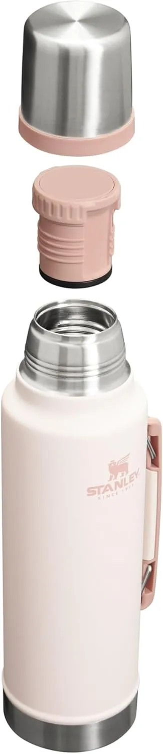 Stanley Classic Legendary Vacuum Bottle 1.5 qt | Wide Mouth with Leakproof Cup Lid | Keep Drinks Hot or Cold | Packable for Travel | Insulated Stainless Steel Thermos | BPA-Free | Rose Quartz