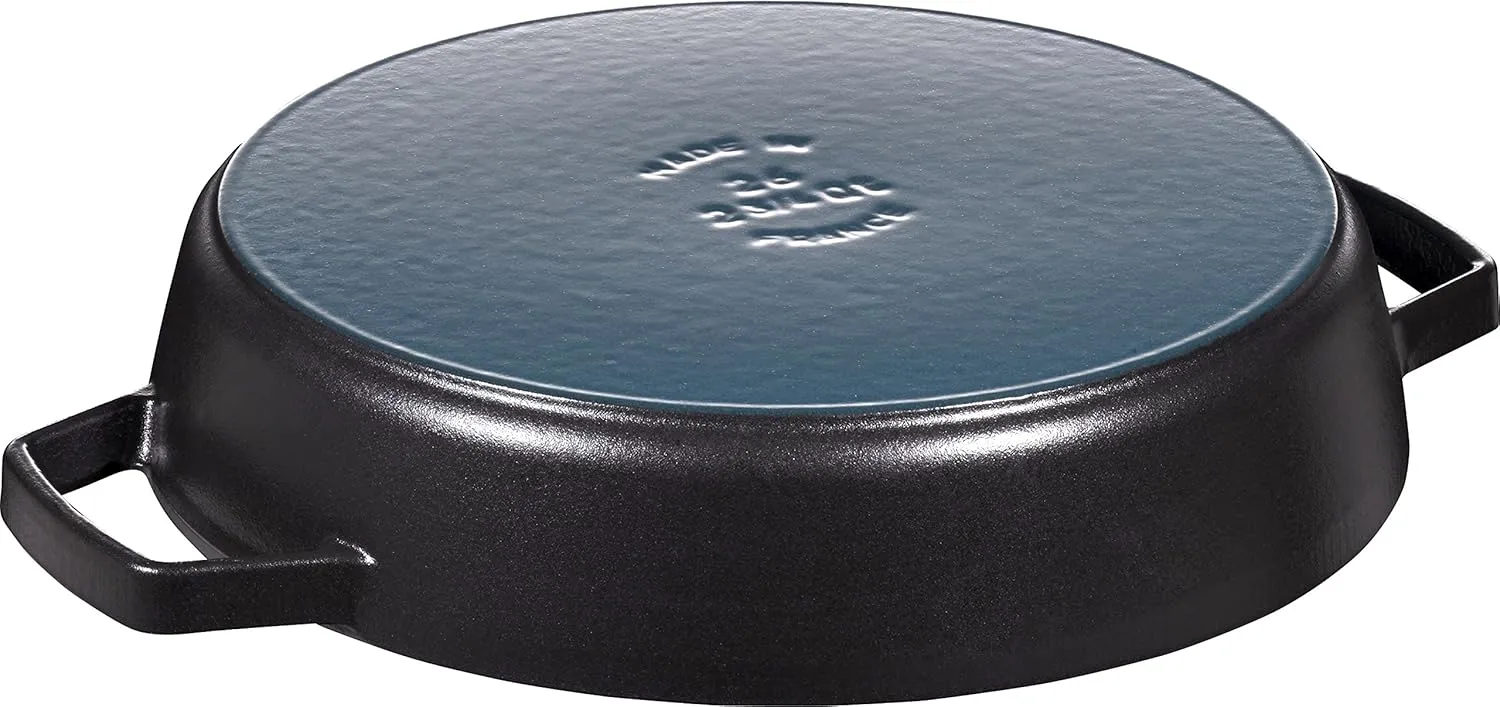 Staub 40511-725 Double Handle Frying Pan, Black, 10.2 inches (26 cm), Skillet, Both Hands, Casting, Enamel, Induction Compatible, Double Handle Frying Pan