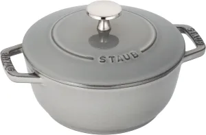 staub Wa-NABE 40501-002 Wanabe Gray S 6.3 inches (16 cm) Two-Handed Casting, Enameled Pot, Rice, Induction Compatible, Japanese Authentic Product