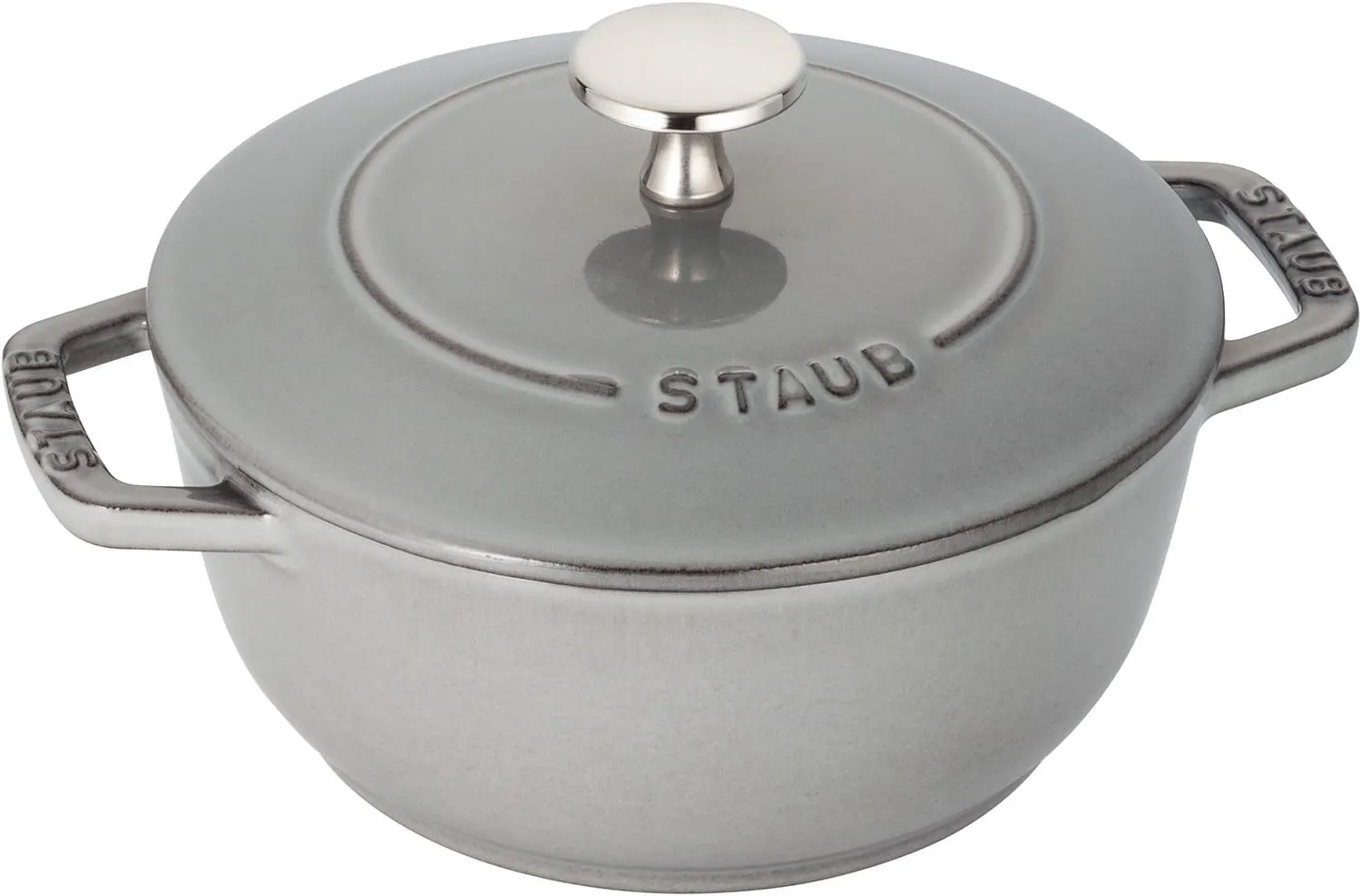 staub Wa-NABE 40501-002 Wanabe Gray S 6.3 inches (16 cm) Two-Handed Casting, Enameled Pot, Rice, Induction Compatible, Japanese Authentic Product