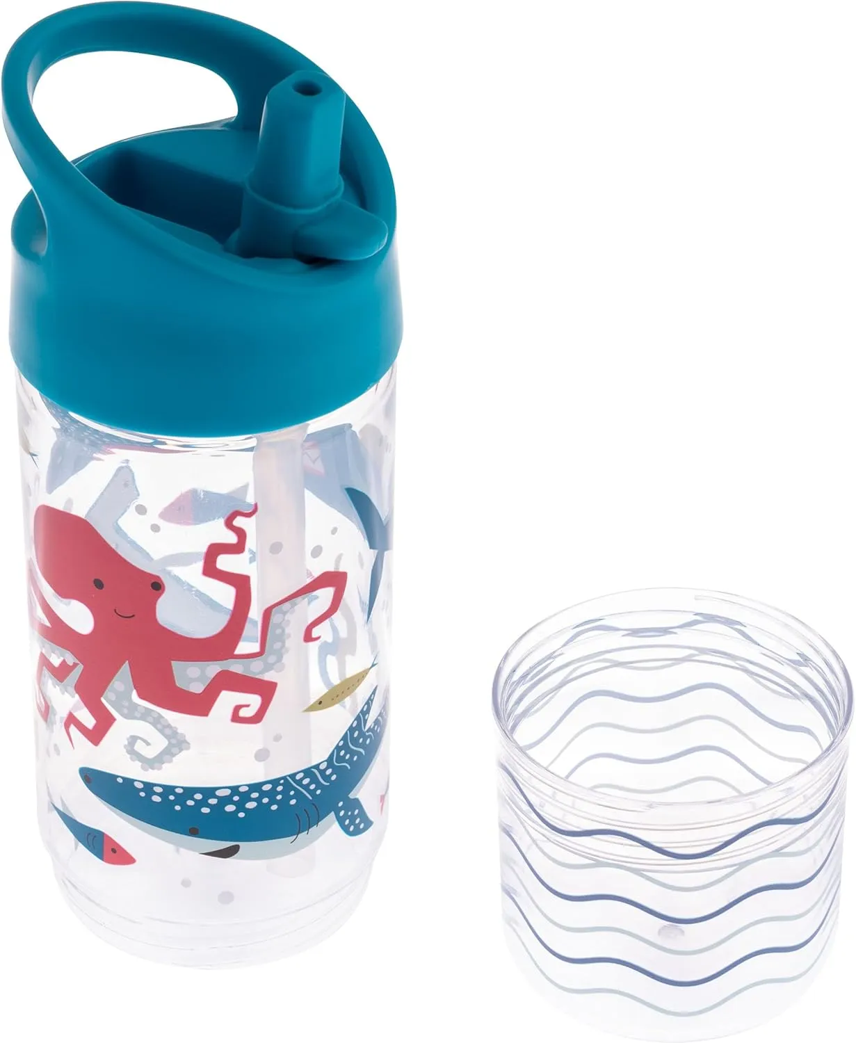 Stephen Joseph, Kids Sip and Snack Water Bottle, 12 oz Tritan BPA Free, Drink and Snack Water Bottle for Girls & Boys, Back to School Water Bottle, Blue Shark