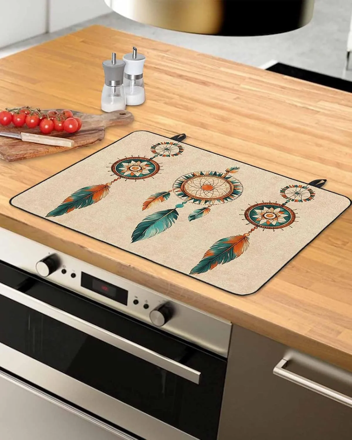 Stove Cover, Stove Top Covers for Electric Stove, Indian Totem Ancient Patterns Large Cooktop Cover Protector Heat Foldable Rubber Anti-Slip Mat for Glass Stove Top 31"x24"