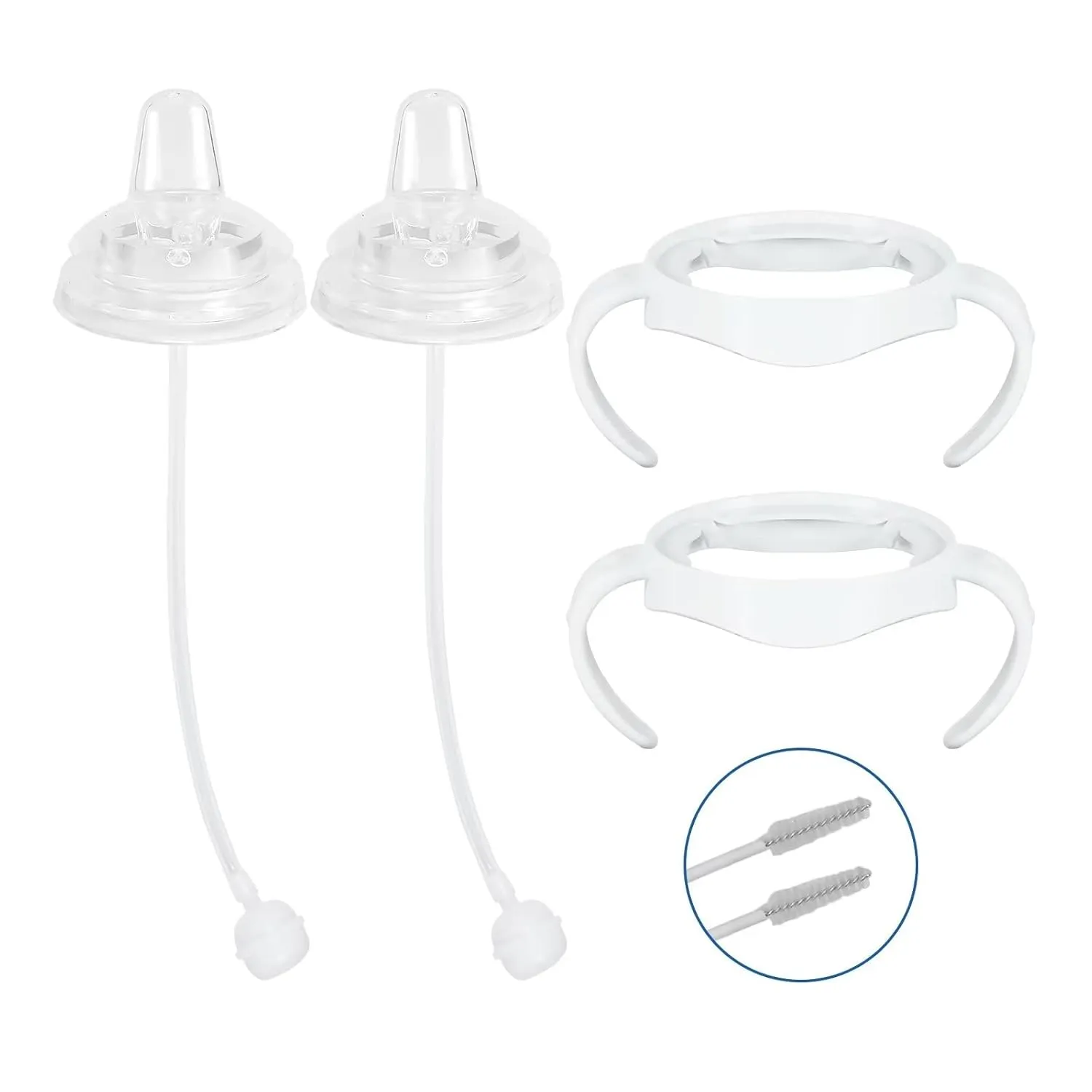 Straw Cup Soft Spout Conversion Kit for Philips Avent Natural Baby Bottle, Bottle Handles and Weighted Straw （2 Pack）