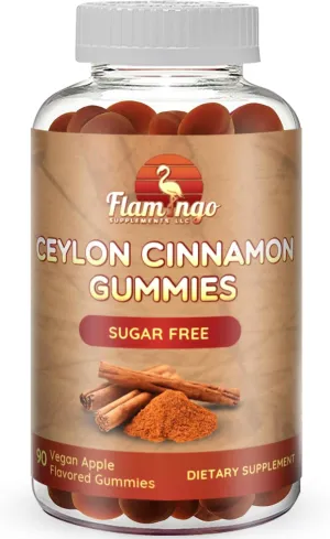 Sugar Free Ceylon Cinnamon Gummies Sugar Regulation, Neuroprotective- Supplement with Chromium and Cinnamon Bark- Alternative to Cinnamon Capsules - 90 Chews