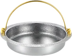 Sukiyaki Pan Sukiyaki Nabe Pot with Handle,Round,Hot Pot,Camping Pot Hanging Cooking Pot Nabe Pot for Campfire Hiking Camping, M