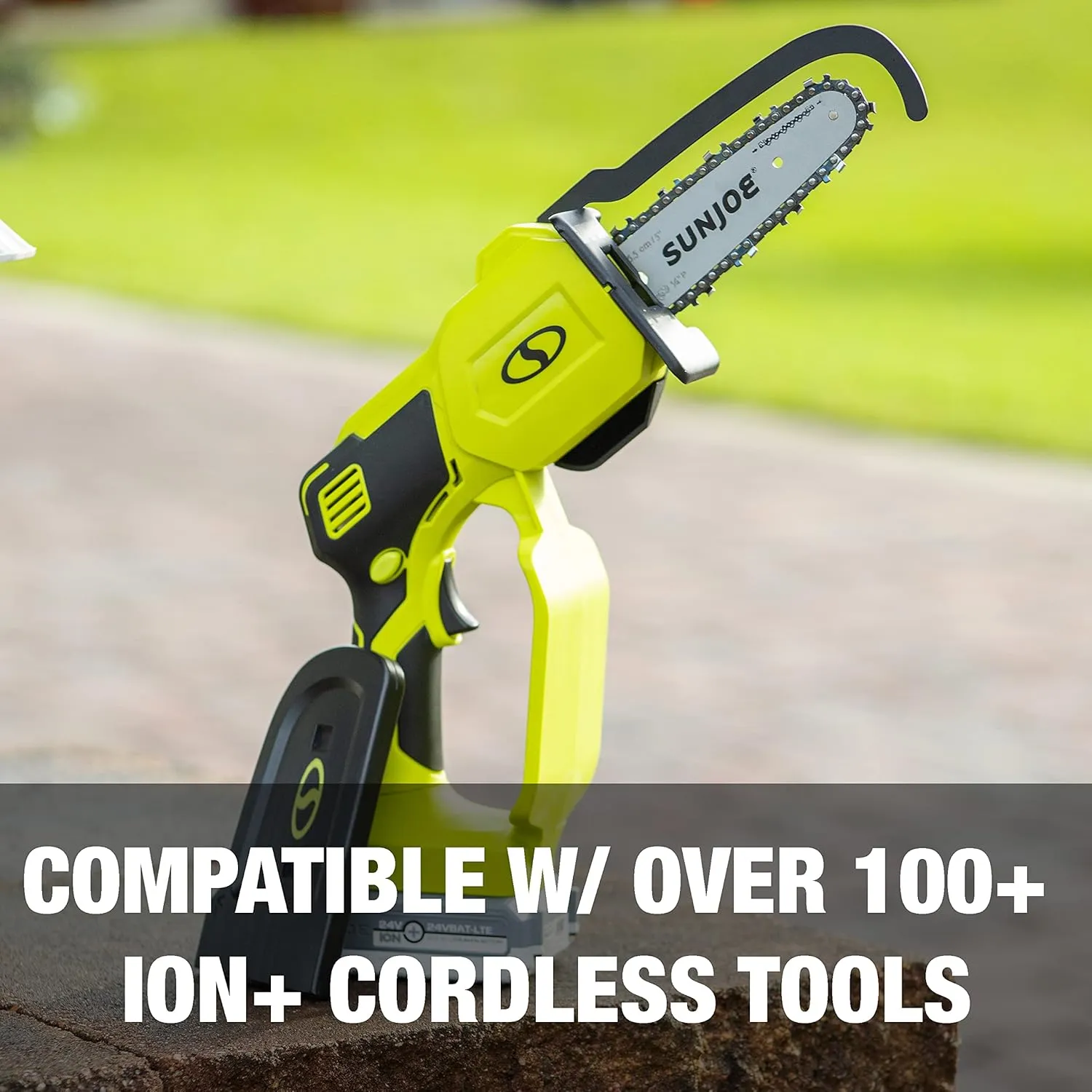 Sun Joe 24V-HCS-LTE-P1 24-Volt iON  Cordless Mini Chainsaw, Green & SWJ-OIL Premium Bar, Chain and Sprocket Oil, All Season Chainsaw Chain Lubrication, 1-Quart