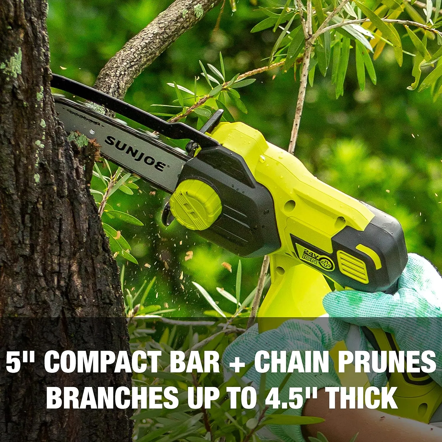 Sun Joe 24V-HCS-LTE-P1 24-Volt iON  Cordless Mini Chainsaw, Green & SWJ-OIL Premium Bar, Chain and Sprocket Oil, All Season Chainsaw Chain Lubrication, 1-Quart