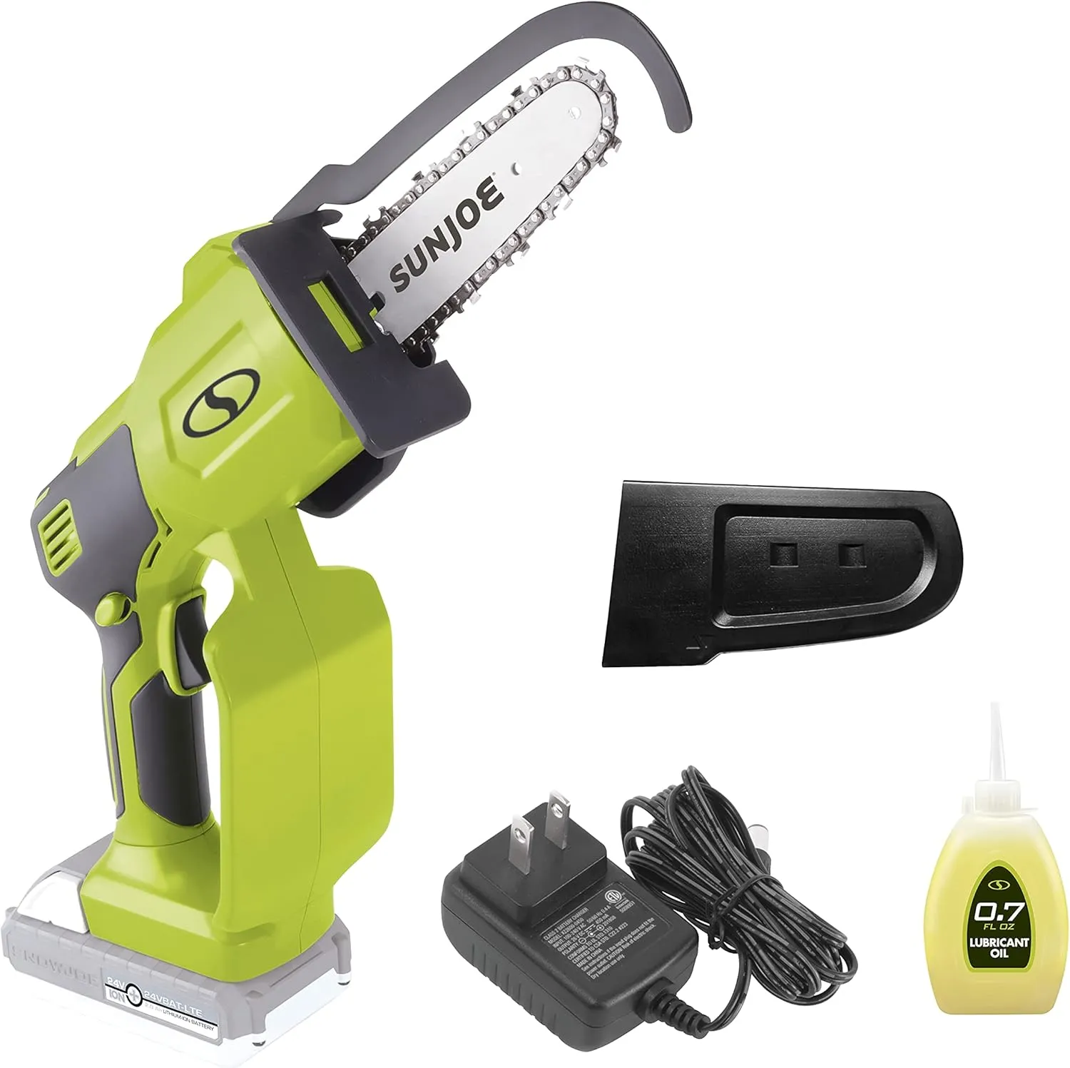 Sun Joe 24V-HCS-LTE-P1 24-Volt iON  Cordless Mini Chainsaw, Green & SWJ-OIL Premium Bar, Chain and Sprocket Oil, All Season Chainsaw Chain Lubrication, 1-Quart