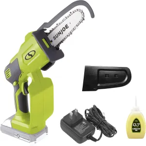 Sun Joe 24V-HCS-LTE-P1 24-Volt iON  Cordless Mini Chainsaw, Green & SWJ-OIL Premium Bar, Chain and Sprocket Oil, All Season Chainsaw Chain Lubrication, 1-Quart