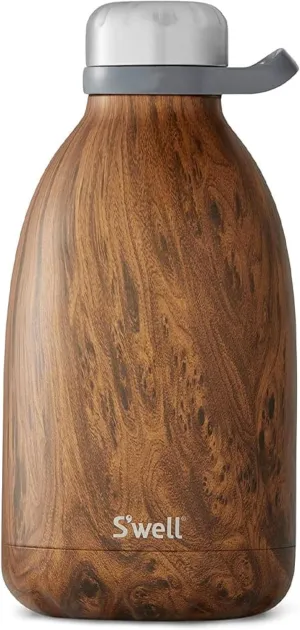 S'well Stainless Steel Roamer Bottle-64 Fl Oz-Teakwood Triple-Layered Vacuum-Insulated Containers Keeps Drinks Cold for 72 Hours and Hot for 24-BPA-Free Travel Water Bottle, 64oz