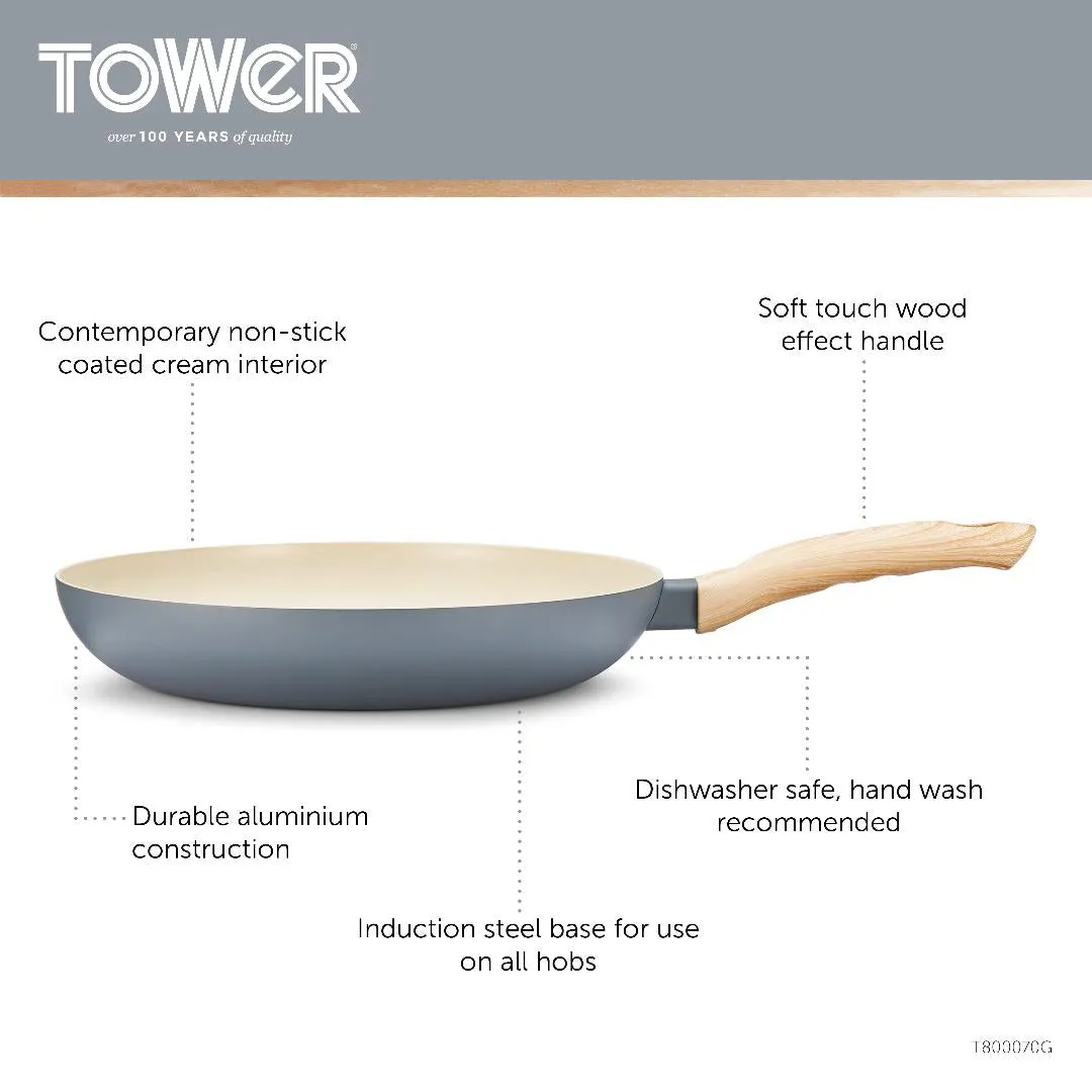 T800070G Tower Scandi 24/28cm 2 Piece Frying Pan Set Grey
