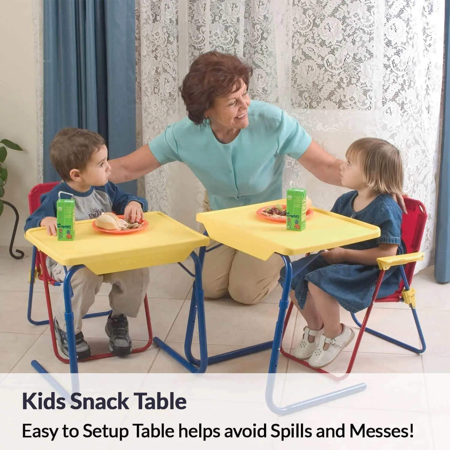 Table-Mate 4 Kids Folding Desk and Chair Set for Eating, Art & Activities for Toddlers and Children with Portable Carry Case (Red/Blue/Yellow)