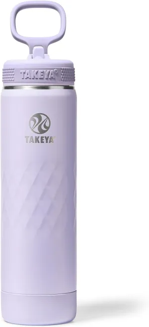 Takeya Sport 22 oz Triple-Insulated Stainless Steel Water Bottle, Straw Lid – Leakproof, Sweatproof, BPA-Free, Keeps Drinks Cold 36 Hrs, Hot 14 Hrs – Moonlight