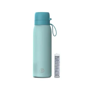 Tappwater BottlePro Adventure - Stainless Steel Water Bottle with Filter for Travel and Sports, Filters 100  unwanted substances. Non-Drinking Water Purifier. Reusable 25oz BPA-Free Bottle (Green)