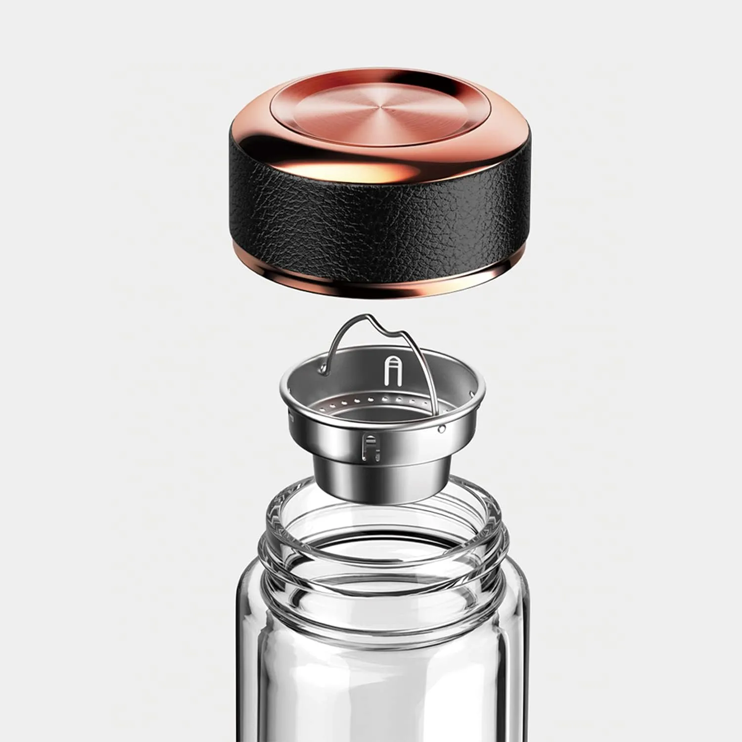 Tea Infuser Bottle - BPA Free Double Wall Glass Travel Tea Mug With Stainless Steel Filter - Leakproof Tea Tumbler with Strainer for Loose Leaf Tea and Fruit Water 17 oz Lily