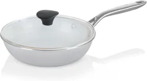 TECHEF 8-inch Ceramic Nonstick Frying Pan, Heavy-Gauge Aluminum, Induction Compatible, with Cover, Made in Korea