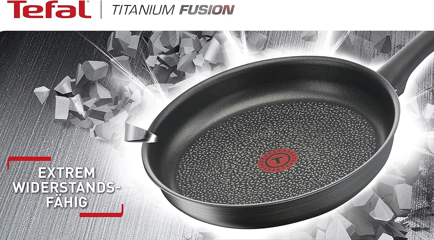 Tefal Titanium Fusion (Titanium Extra Non-Stick Coating, Hard Fusion Outer Coating, Suitable for All Heat Cookers Including Induction), aluminium, Black, 24 cm / 28 cm