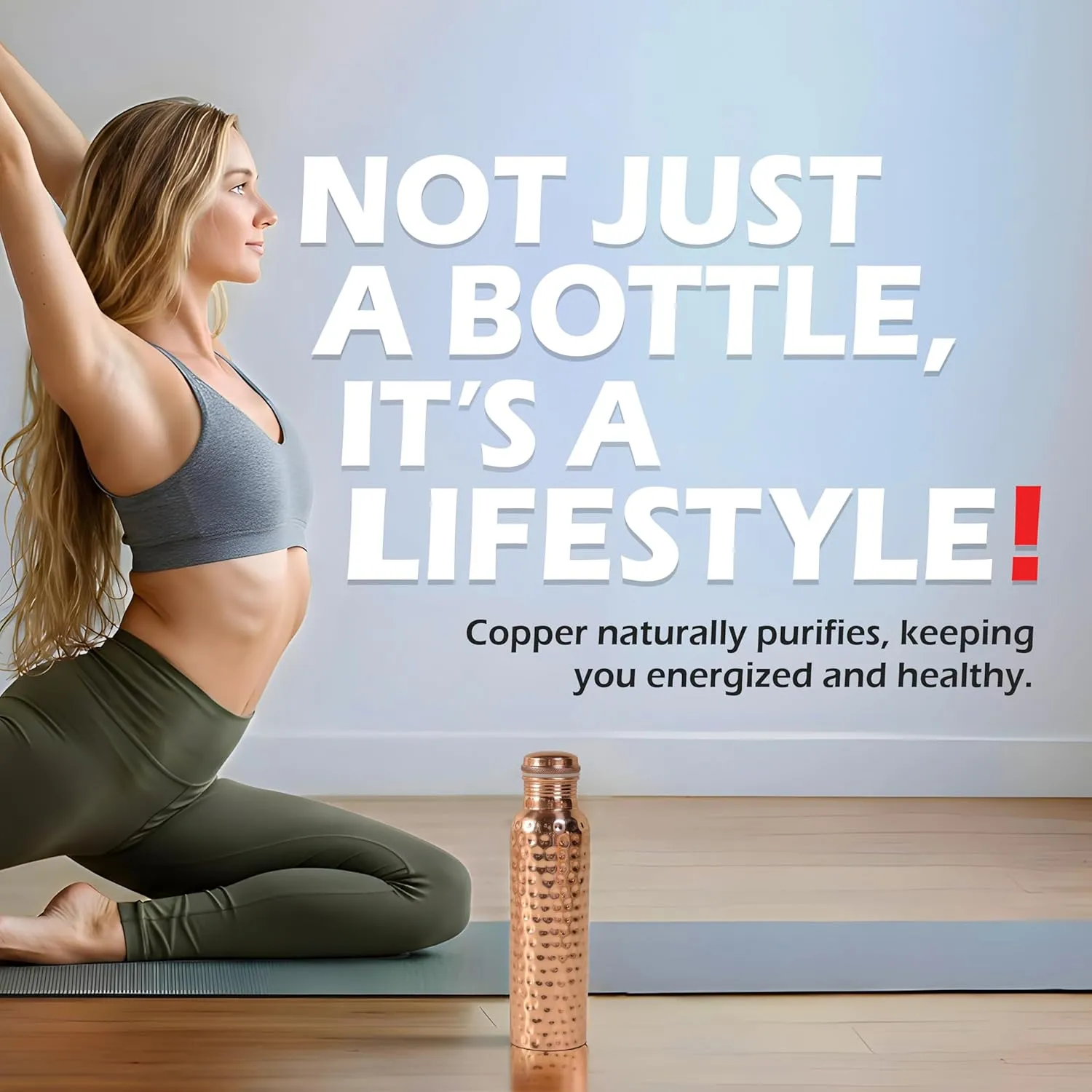 THE ART BOX 34 oz Lab Tested Pure Copper Water Bottle for Drinking 1000 ml Ayurvedic Leak Proof and Joint Free, BPA-Free Eco-Friendly, Non-Toxic, Handcrafted for Hydration and Wellness, Hammered