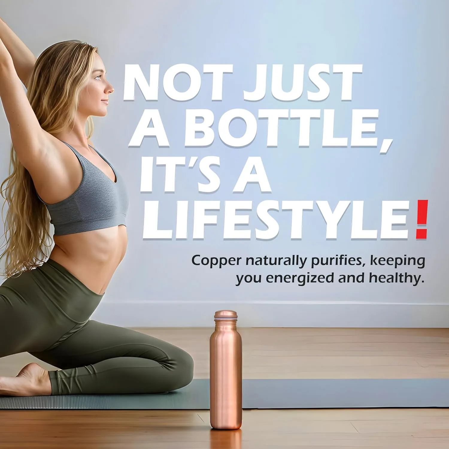 THE ART BOX 34 oz Lab Tested Pure Copper Water Bottle for Drinking 1000 ml Ayurvedic Leak Proof and Joint Free, BPA-Free Eco-Friendly, Non-Toxic, Handcrafted for Hydration and Wellness, Plain