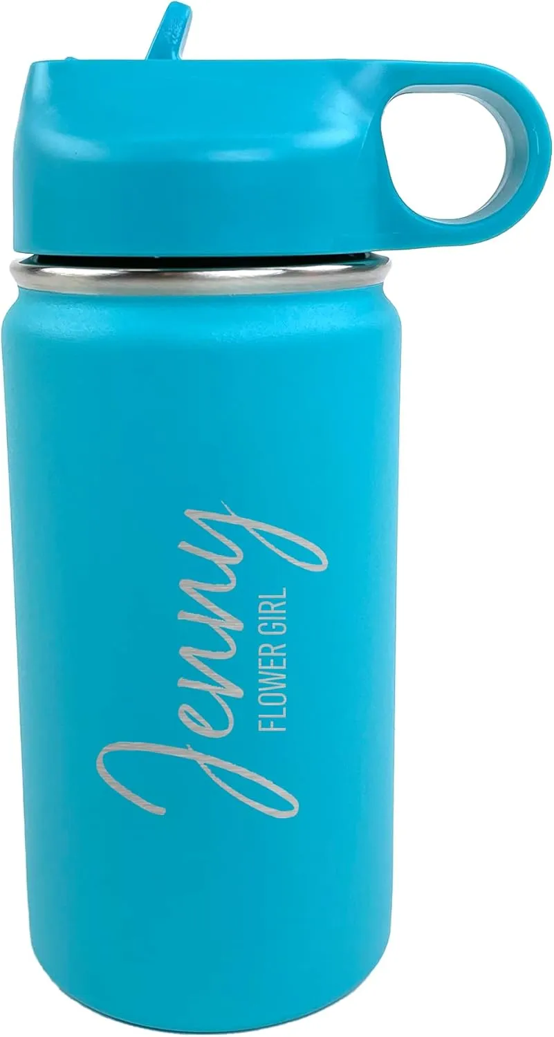 The Crafty Engineer Personalized Flower Girl and Ring Bearer Water Bottle (Teal)
