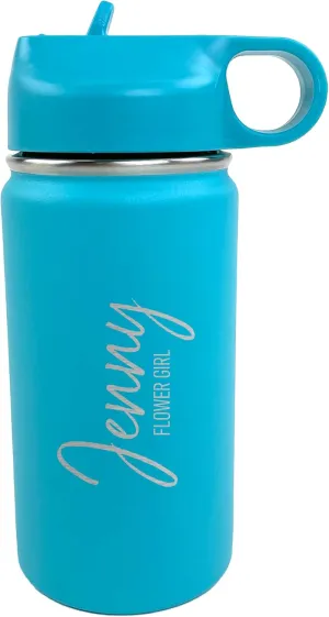 The Crafty Engineer Personalized Flower Girl and Ring Bearer Water Bottle (Teal)