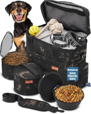 The Original Doggy Bag™ - Dog Travel Bag for Supplies - Ultimate Gift for Dog Owners - Includes 2 BPA-Free Travel Bowls and 2 Food Containers - Pet Travel Kit for Road Trips, Camping, RV