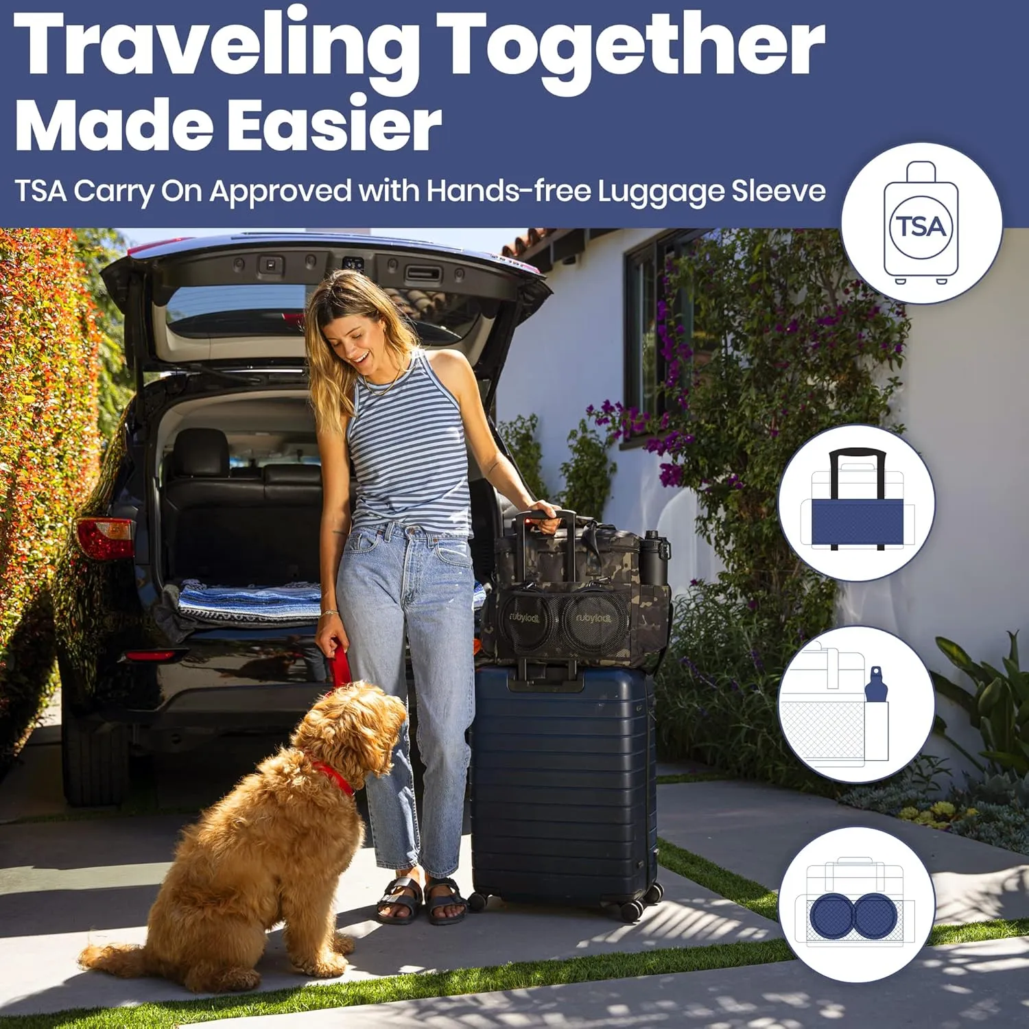 The Original Doggy Bag™ - Dog Travel Bag for Supplies - Ultimate Gift for Dog Owners - Includes 2 BPA-Free Travel Bowls and 2 Food Containers - Pet Travel Kit for Road Trips, Camping, RV