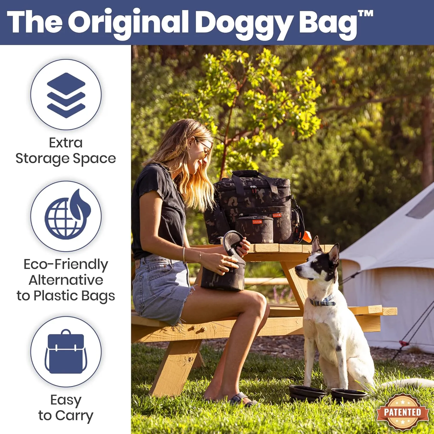 The Original Doggy Bag™ - Dog Travel Bag for Supplies - Ultimate Gift for Dog Owners - Includes 2 BPA-Free Travel Bowls and 2 Food Containers - Pet Travel Kit for Road Trips, Camping, RV