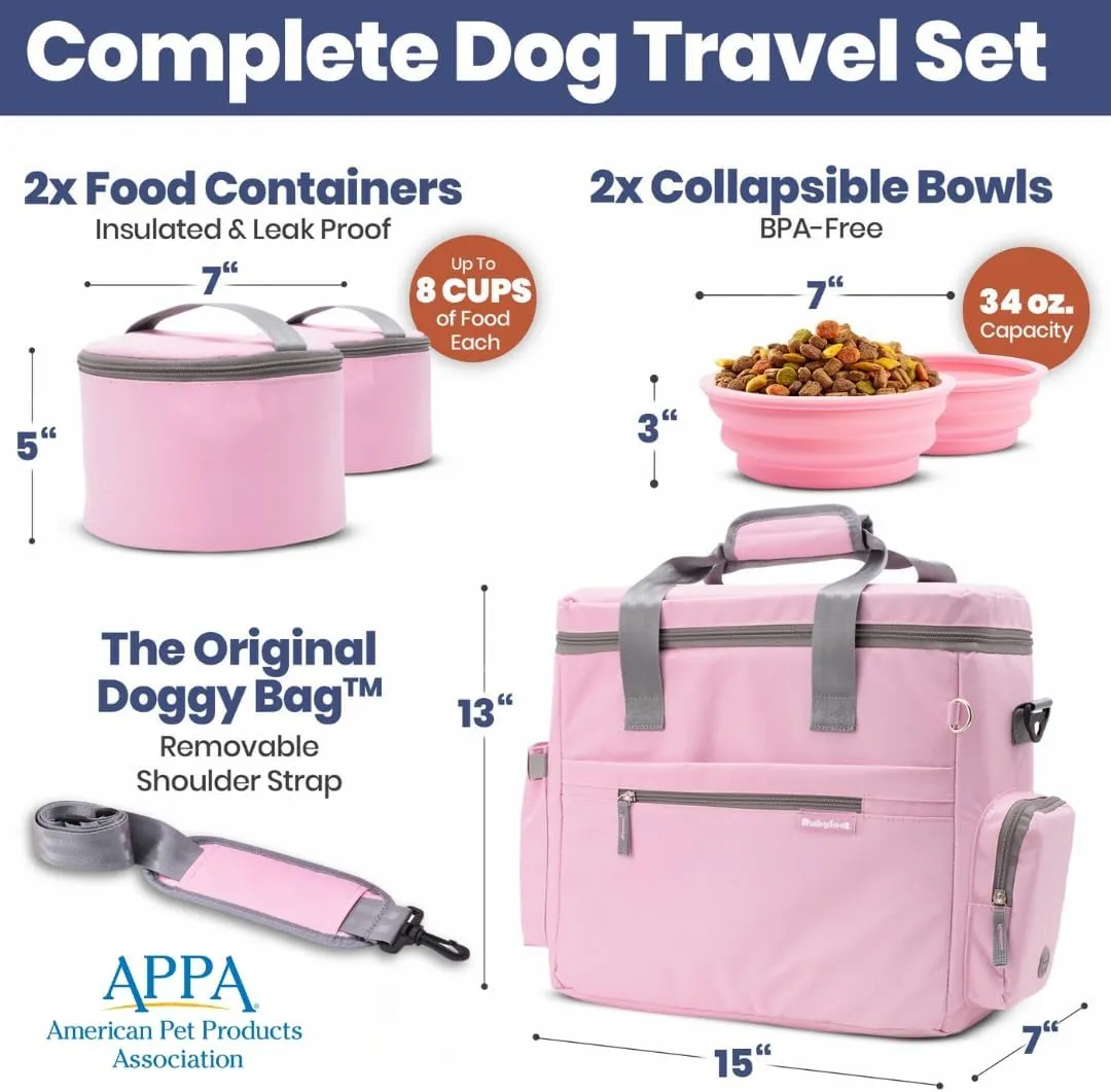 The Original Doggy Bag™ - Ultimate Dog Travel Bag for Supplies with 2 BPA-Free Travel Bowls and 2 Food Containers - A Dog Mom Bag for Day Trips, Road Trips & Weekends Away