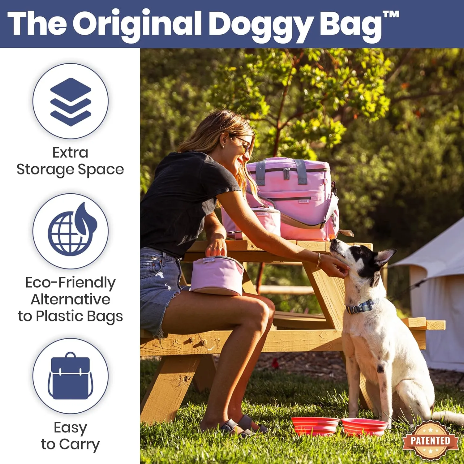 The Original Doggy Bag™ - Ultimate Dog Travel Bag for Supplies with 2 BPA-Free Travel Bowls and 2 Food Containers - A Dog Mom Bag for Day Trips, Road Trips & Weekends Away