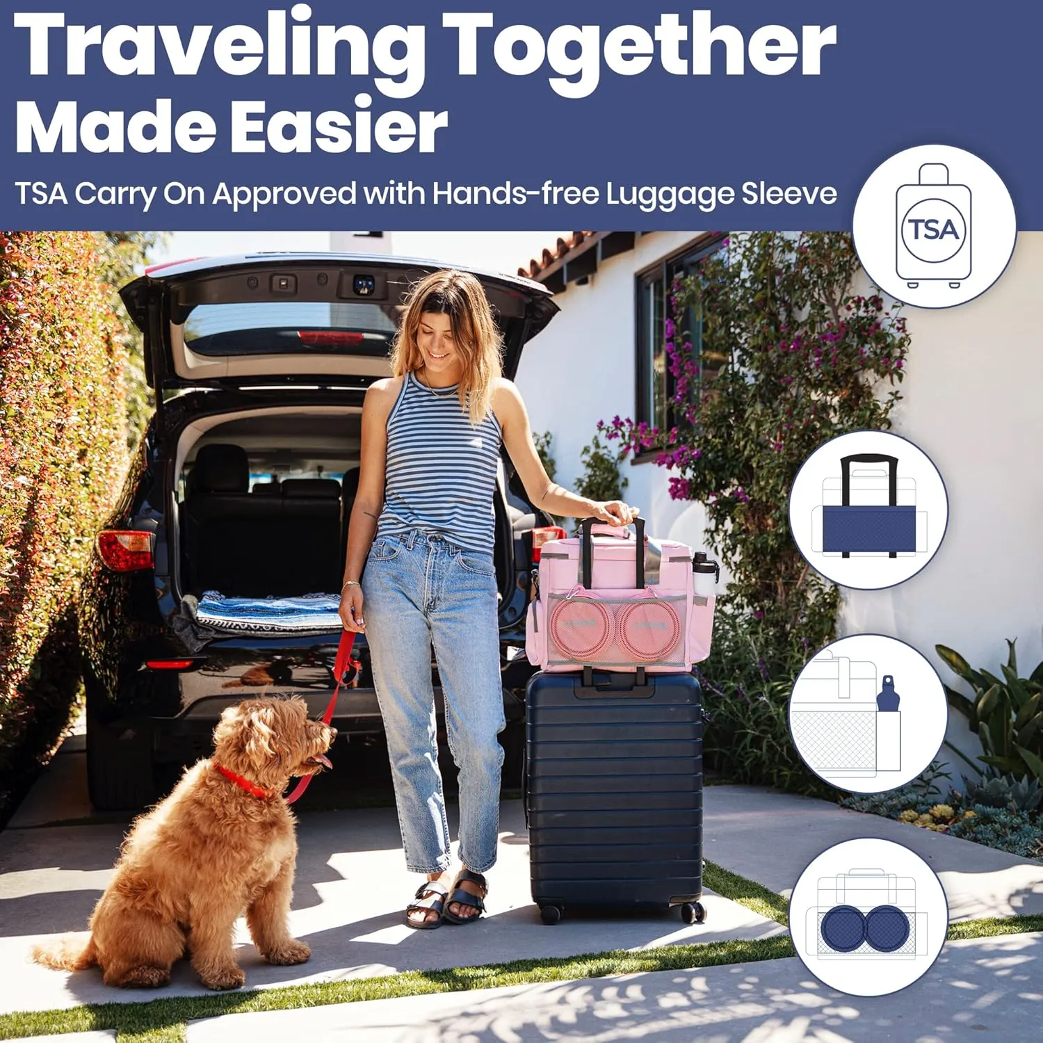 The Original Doggy Bag™ - Ultimate Dog Travel Bag for Supplies with 2 BPA-Free Travel Bowls and 2 Food Containers - A Dog Mom Bag for Day Trips, Road Trips & Weekends Away
