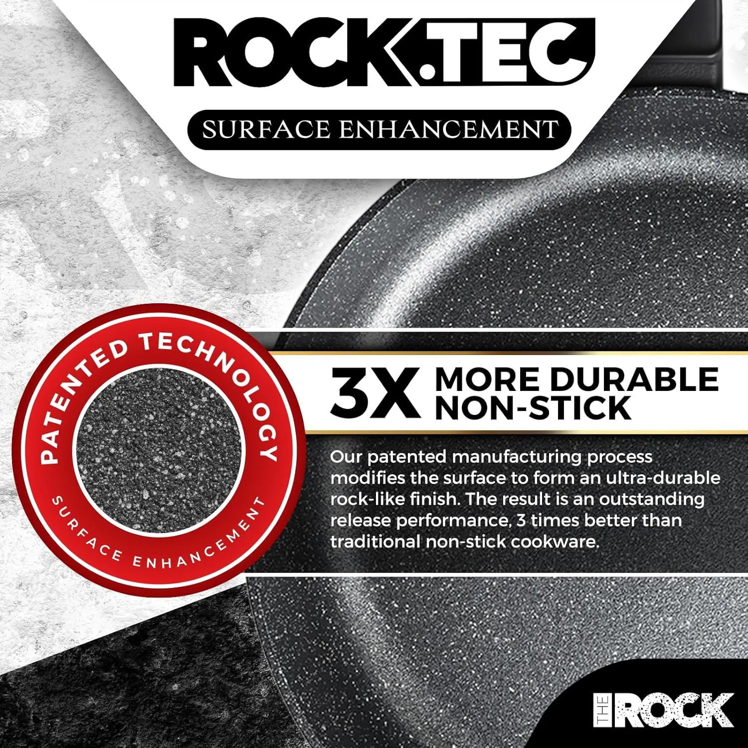 THE ROCK SOHO 11-Inch Non Stick Frying Pan – Nothing Sticks, Never Warps, Lasts Longer, Healthy Non-Toxic Skillet with Heat-Resistant Handle, PFOA Free, Oven & Dishwasher Safe, Black