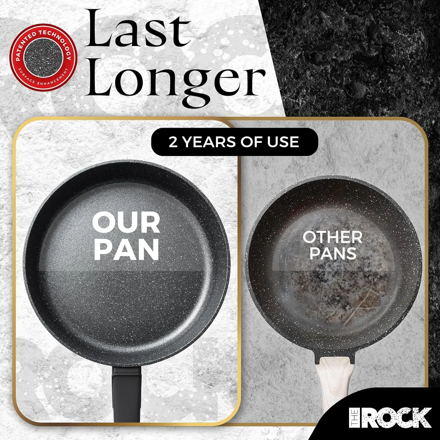 THE ROCK SOHO 11-Inch Non Stick Frying Pan – Nothing Sticks, Never Warps, Lasts Longer, Healthy Non-Toxic Skillet with Heat-Resistant Handle, PFOA Free, Oven & Dishwasher Safe, Black