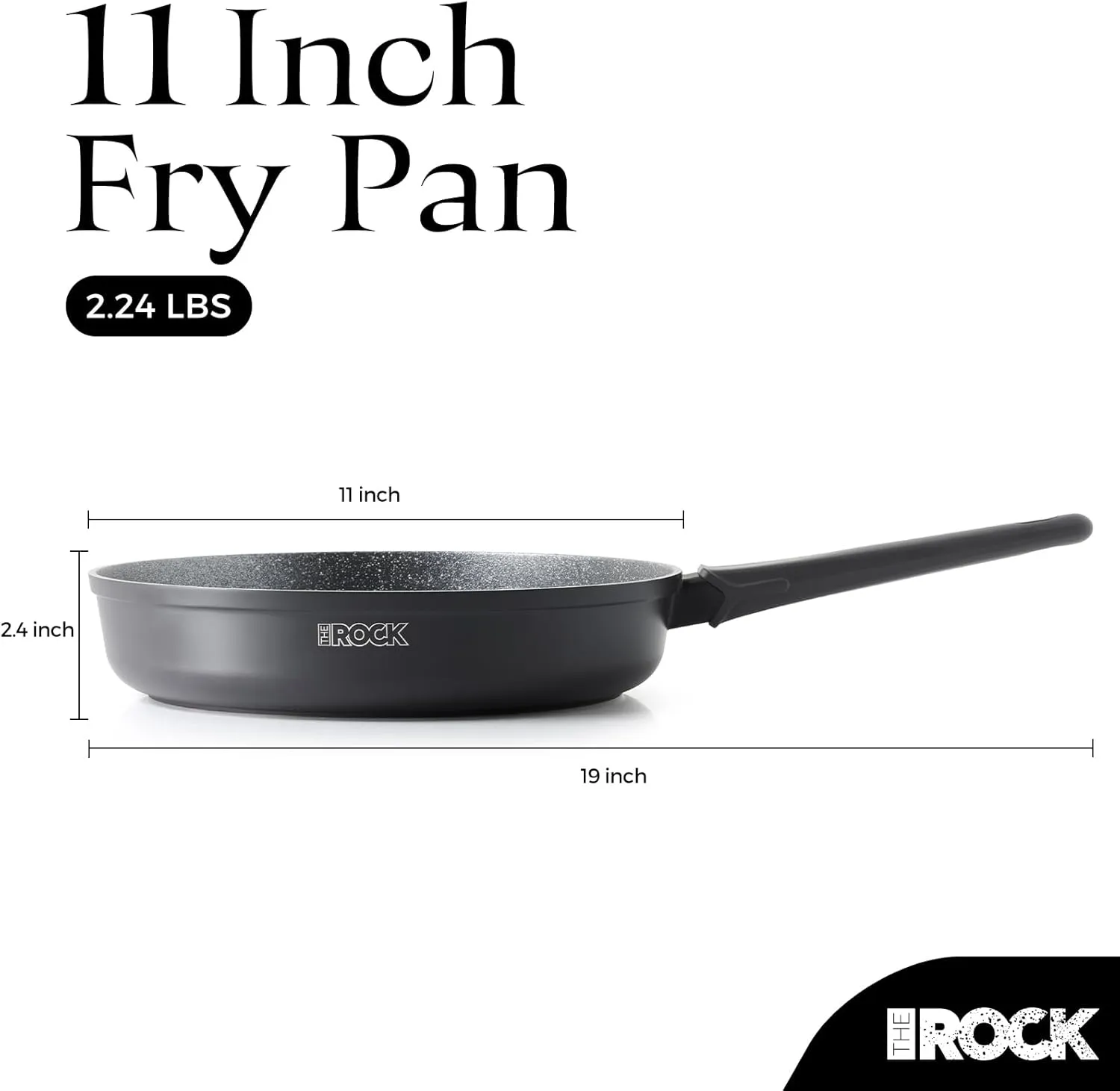 THE ROCK SOHO 11-Inch Non Stick Frying Pan – Nothing Sticks, Never Warps, Lasts Longer, Healthy Non-Toxic Skillet with Heat-Resistant Handle, PFOA Free, Oven & Dishwasher Safe, Black