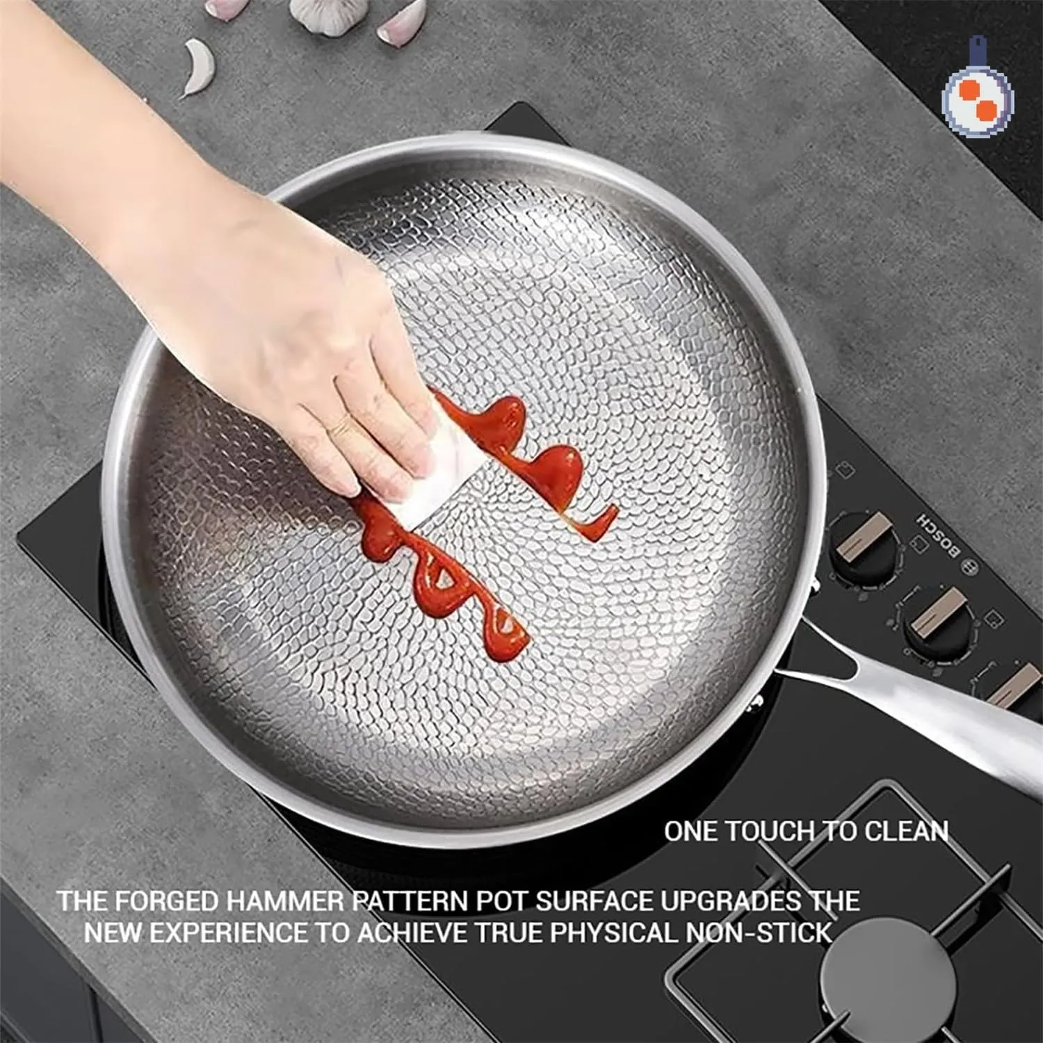 Titanium Hammered Pan Pro with Lid, Titanium Frying Pans For Cooking, Multifunctional Ultra-Durable Scratch-Resistant Non Stick Nutri Pans, New Upgraded Pot for Cooking (30cm/11.8in)