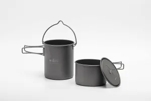 Titanium Stackable 750ml Pot & 420ml Bowl Set with Bail Handle – Space-Saving, Lightweight, Ideal for Outdoor Cooking