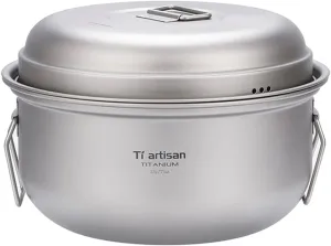 Titanium Steamer Stockpot Set with Lid Outdoor Camping Soup Steaming Pot Pan Mess Kit