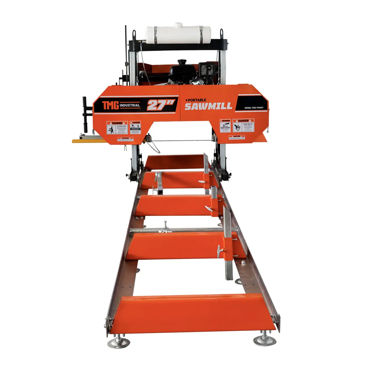 TMG Industrial 27" Portable Sawmill, 14 HP Kohler Gas Engine, 21" Board Width, 12' Log Length, 14-1/2' Track Bed, TMG-PSM27