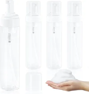 TMLECE TM Foam Pump Bottle 8.5oz/250ml Clear Empty Foam Bottle Pump, Travel Foam Bottle for Soap, Shampoo, Cleaning Foam Dispenser Bottle Refillable (4 Pack)