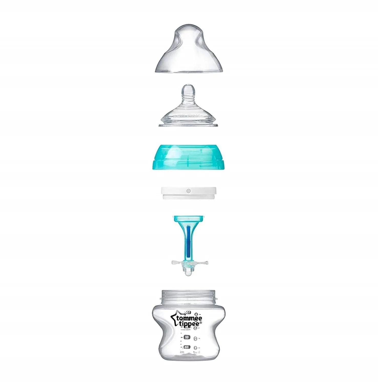 Tommee Tippee Anti-Colic Baby Bottles, Slow Flow Breast-Like Nipple and Unique Anti-Colic Venting System, 5oz, 4 Count